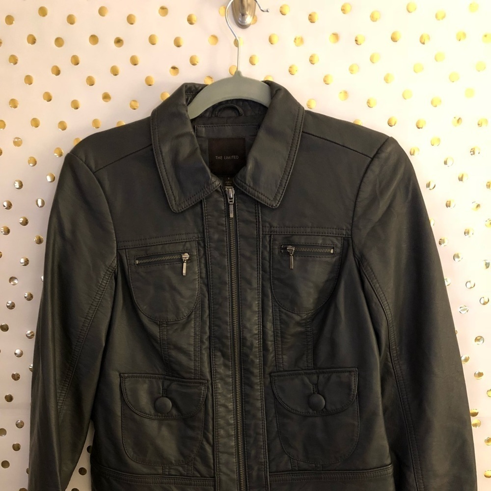 THE limited Leather Jacket Dark Gray Small